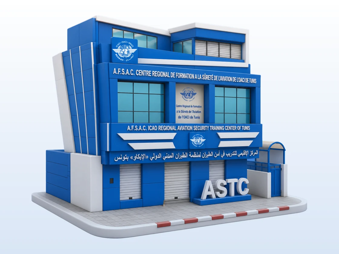 Maquette du bâtiment du Centre régional de formation à la sûreté de l’aviation de l’OACI de Tunis (ASTC)